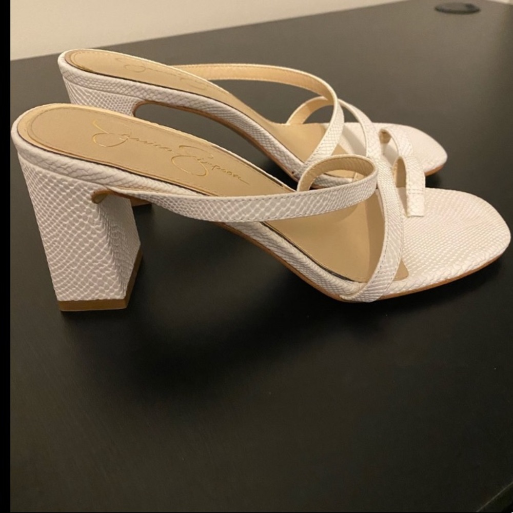 Jessica Simpson white block heel sandal